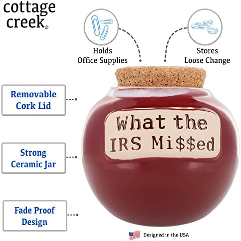 קוטג 'קריק מה ה- IRS MI $$ אד פיגי בנק, צנצנת סוכריות משרדיות, בנק חיסכון מהנה, מתנות פרישה