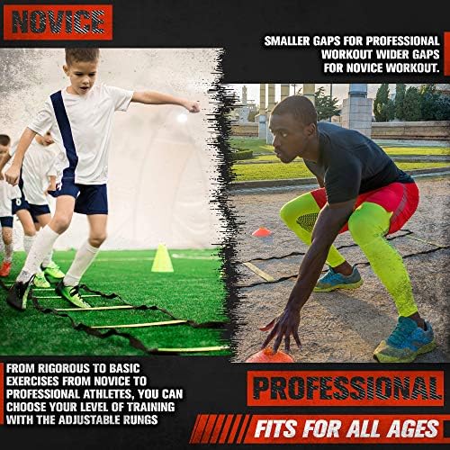 ציוד אימוני כדורגל וכדורגל של Bltzpro - ערכת תרגול מהירות של קונוסים וסולם זריזות לילדים ומאמנים - ציוד אימון