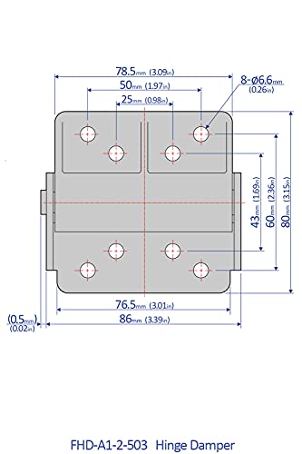Bansbach Easylift FHD-A1-2-503 שופטים סיבוביים/סוג ציר, 80 ממ x 78.5 ממ x 27 ממ