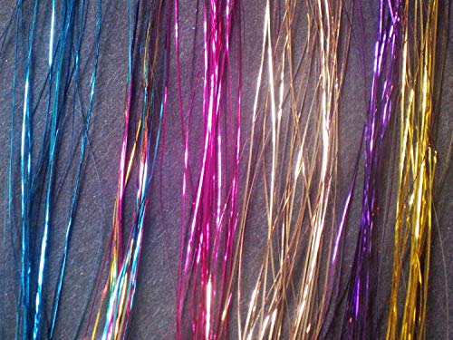 12 צבעים שיער טינסל גדילים 47 סנטימטרים נוצץ מבריק שיער טינסל תוספות הבהרה גליטר שיער הרחבות