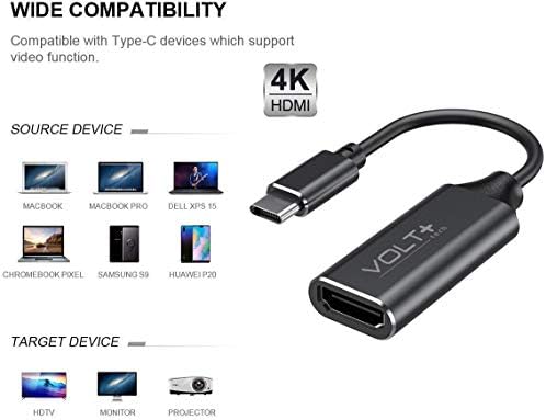 עבודות מאת Volt Plus Tech HDMI 4K USB-C ערכת תואם לתאם ZTE Nubia Z40 Pro מתאם מקצועי עם פלט דיגיטלי מלא של 2160p,