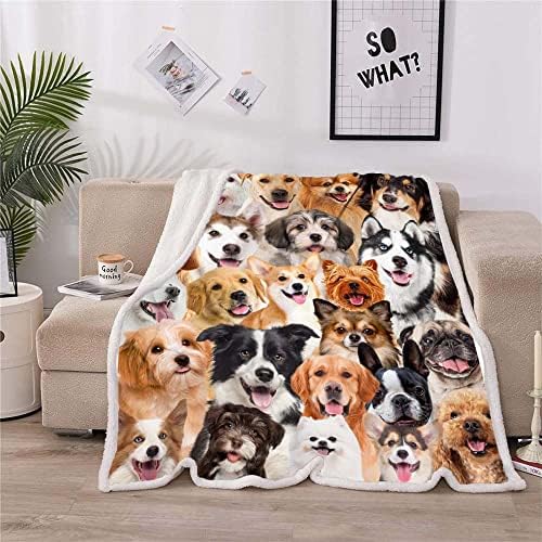 Juirnost Dog Print Moket Moket Lover Lover מתנות כלבים חמודים מצחיקים על שמיכה כלבים כלבים מתנות לנושאים לבנות