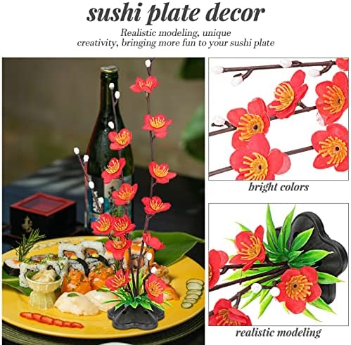 Upkoch 2 pcs פרחים מלאכותיים סושי צלחת קישוטים בסגנון יפני סושי סשימי הגשה קישוטי צלחת למטבח עיצוב שולחן