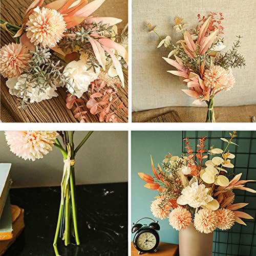 פרחי משי מלאכותיים לעיצוב בית וחתונה, חתיכת שולחן אוכל דמוי פרחים. צמחים מלאכותיים סידור פרחי אפרסק.