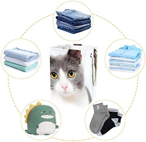 חתול גדול כביסת עמיד למים מתקפל בגדי סל סל בגדי צעצוע ארגונית, בית תפאורה לחדר שינה אמבטיה