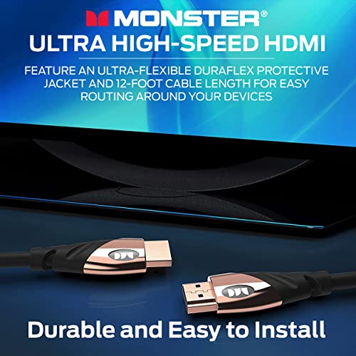 Monster HDMI 4K HDMI Ultra מהיר זהב רוז זהב 2.1 כבל-21 GBPs, 4K במהירות 60 הרץ עבור איכות וידאו וסאונד מעולה-כבלי