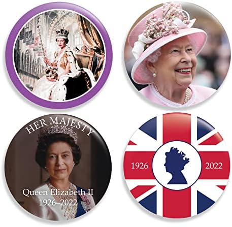 מלכת אליזבת השנייה הנצחה כפתור סט-סט של ארבעה יפה כפתורים כדי לחגוג הוד מלכותה המלכה