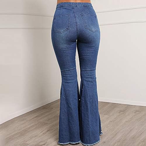 ג'ינס תחתון רקום של נשים ג'ינס נמתח קת הרמת וינטג 'מכנסי ג'ינס רחבים מכנסיים