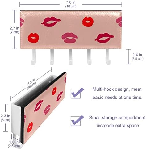 נשים ורודות אדומות שפתיים מארגן מדפי הדפס עם 5 ווים קיר מדף מטבח מדף מדף אחסון רב -פונקציונלי