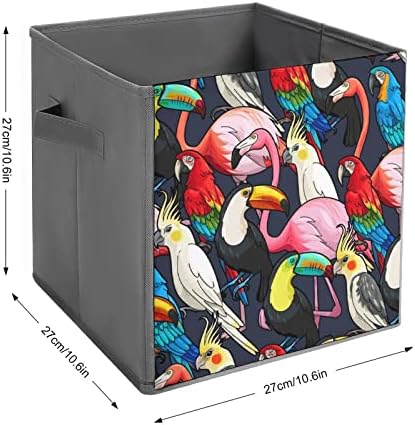 ציפורים טרופיות פלמינגו תוכי אחסון בד מתקפל בארגן קוביות קופסאות קופסאות מתקפלות עם ידיות