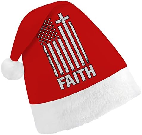 במצוקה ארהב צלב דגל אמונה חג המולד כובע סנטה כובעי חג המולד עץ קישוטי חג דקור מתנות למבוגרים נשים משפחת גברים