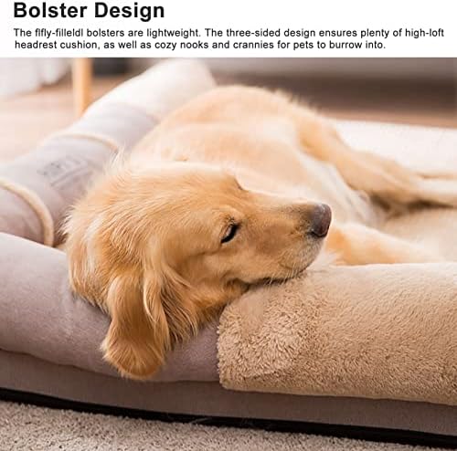 מיטת כלבים אורטופדית של YSML לכלבים בינוניים, ספת קצף מלבן עם כיסוי רחיץ נשלף, ריפוד רך נשימה, שפע