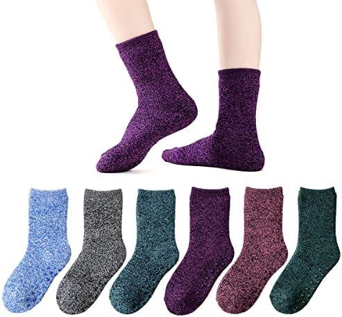 גרביים תרמיות של Epeius Baby גרביים חמים עבים עם גרביים עם אחיזות בנות בנות מצחצחות בתוך 6 חבילות