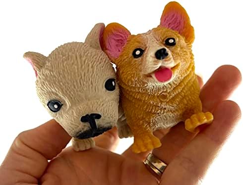סט של 2 כלבים נמתחים בגזעים שונים - קורגי ובולדוג - חול חרוזים מרוסק מלא - מאהב כלבלב חושני צעצוע