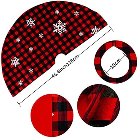 ליצ'ואן 46.4 אינץ 'חצאית עץ חג המולד משובצת חצאית אדומה ושחורה עם פתית שלג לבנה מודפסת לקישוטים לחג חג המולד