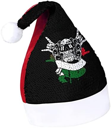 איטליה רוק גולגולת מצחיק חג המולד כובע נצנצים סנטה קלאוס כובעי גברים נשים חג המולד מסיבת חג קישוטים