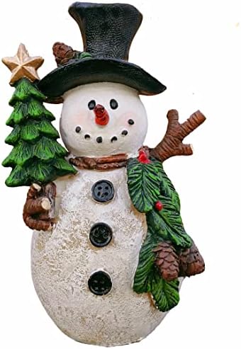 פסלון איש שלג קלאסי עם פסלון עץ חג המולד של פינקון קרדינל