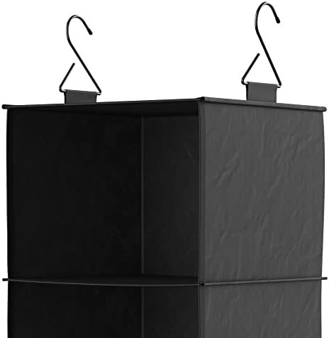 ארון 3-מדף בד תליית ארון ארגונית עם בגד מוט עבור חולצות, סוודרים, מכנסיים, כובעים, נעליים, ארנקי עם פחם