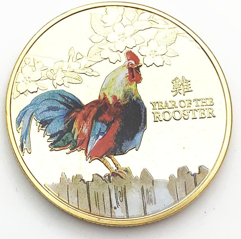 2017 שנה של תרנגול ניואה צבע הנצחה מטבע גלגל המזלות הנצחה זהב מטבע אוסף מטבע חדש שנה מתנה לשנה חדשה