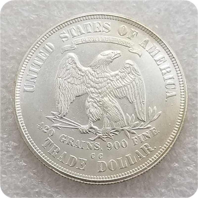 מלאכות עתיקות של צ'ינגפנג מטבע אמריקאי 1877-CC פרח ישיבה מטבע זיכרון זר מטבע כסף דולר דולר