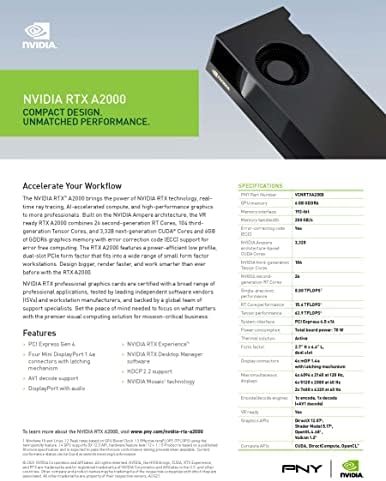 PNY NVIDIA RTX A2000 6GB כרטיס גרפי מקצועי