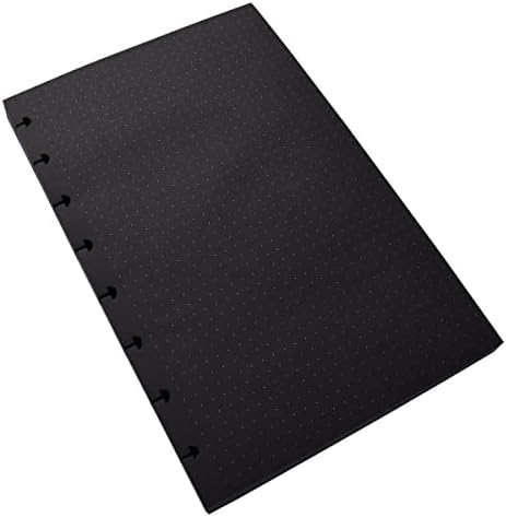 נייר מילוי של גודל ג'וניור, 5.5 x 8.5, Dot Grid, 110GSM, עבור 8 דיסקים מחברת דיסקבונד ויומן, שחור,