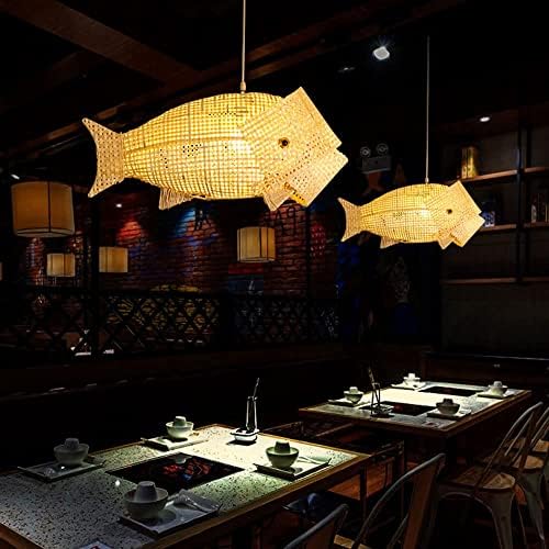 במבוק ארוג תליון מנורה, דגים בצורת נצרים תליון אור במבוק אמנות חדר ילדים נברשת תקרת מנורה לילדים