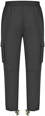 מכנסי מטען לגברים בצבע אחיד מכנסי כיס מרובים מכנסיים חיצוניים ספורט כושר מזדמן מכנסיים מכנסיים
