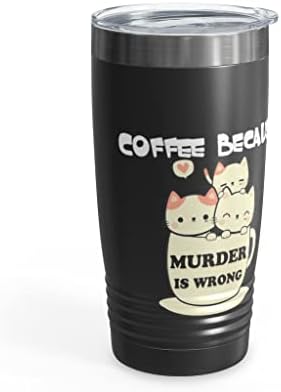 גנרי חתול וקפה ספל קפה כי רצח הוא לא בסדר - חתול וקפה מתנה קפה ספל 11 עוז, שחור