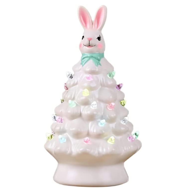 עץ ארנב קישוטי פסחא, שולחן שולחן ארנב ארנב חמוד עץ לבן, עיצוב ארנב פסחא מתנות פסחא לחג הפסחא