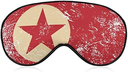 דגל רטרו של צפון קוריאה מסכת שינה מסכת עין רכה כיסוי עיוורון אפקטיבי עם כיסוי עיניים עם רצועה מתכווננת