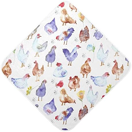 Vvfelixl מגבת ברדס עם מגבת עוף בצבע פרפרים פרפרים פרחים סופגים מגבות לתינוקות כותנה מגבת רחצה