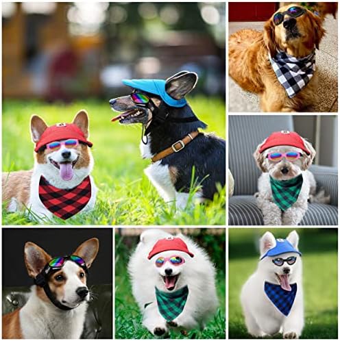 Perfekt Love 8 חבילה תלבושות כלב סט אביזר כלב בנדנות -4 pcs ממחטות כותנה צעיפים משולש כובעי כלב