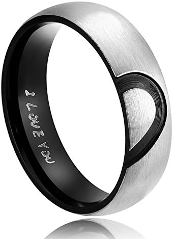 אנאזוז שלו & שלה אמיתי אהבת לב הבטחת טבעת נירוסטה זוגות חתונה אירוסין להקות למעלה טבעת, 6 ממ