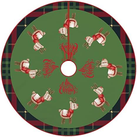 מחצלת עץ חג המולד 30 X30 משובץ באפלו משובץ חצאית עץ אדום וירוק איילים וכפפות פתית שלג מתנות כיסוי חצאית