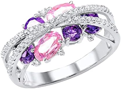 טבעת הבטחה ורדים x בצורת חלול תליון ורוד יהלום זירקון נשים טרנד אופנה מגמת יהלום מלא טבעת זירקון תכשיטים טבעות