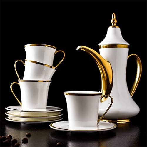 ZHUHW בסגנון אירופי נמשכת קו זהב סיר קפה כוס קפה כוס צלוחית סט כפית קרמיקה ספל קרמיקה מדרגה חרסינה