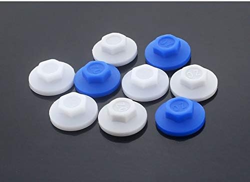 בורג 30 יחידות כחול/לבן/אפור פלסטיק קירוי טק טק כובעי בורג מכסה מתאים 5.2 ממ משושה חיצוני משושה