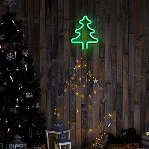עץ חג המולד של Kavoc ניאון אור חג המולד עץ חג המולד שלט לילה ירוק, עץ חג המולד בצורת עץ LED שלט אמנות קיר