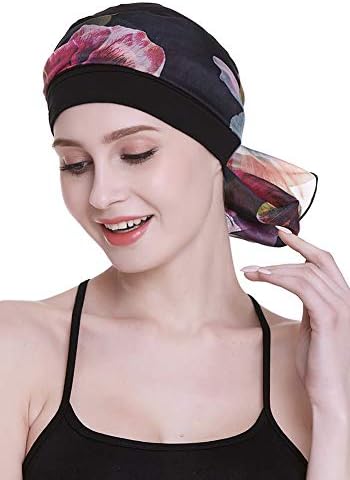 אלגנטי הכימותרפיה כובע עם משיי צעיפים לסרטן נשים שיער אובדן שינה כפה