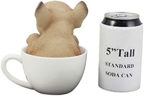 מתנה של אברוס ריאליסטית בולדוג צרפתי כלב גור כלב כוס תה בגב כוס תה לבן צלמית בגודל 5.75 פאל חיית מחמד