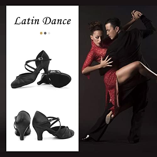 נעלי ריקוד לטיניות של TINRYMX, נעלי ריקוד לטיניות סגורות סלסה טנגו טנגו מסיבת נעלי ריקוד אולם נשפים, דוגמנית