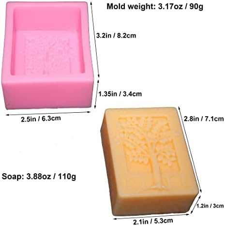 תבנית סבון סיליקון מעץ ודפוס חיים 2 מארז להכנת סבון טבעי לטיפוח העור, מוצרי טיפוח עשה זאת בעצמך ותבנית סבון בעבודת