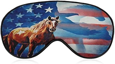 מסכת דגל אמריקאית של נשר קירח סוס עם רצועה מתכווננת כיסוי עין רך כיסוי עיניים לטיול להירגע תנומה