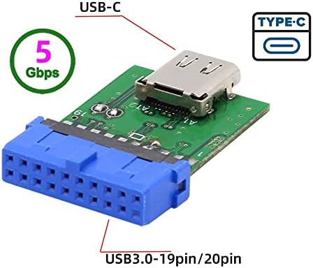 Yc ° Cy מתאם יציאה יחידה USB 3.1 סוג C USB-C נקבה ל- USB 3.0 לוח האם 19PIN 20 כותרת כותרת PCBA 5GBP