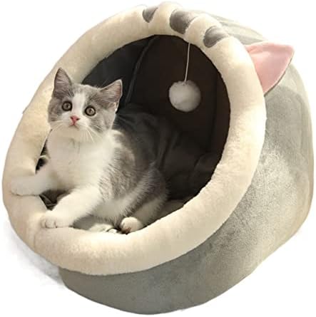 חתול מיטת חתול וילה בית להסרה כרית אוהל סגור מיטה לחיות מחמד ציוד לחיות מחמד )