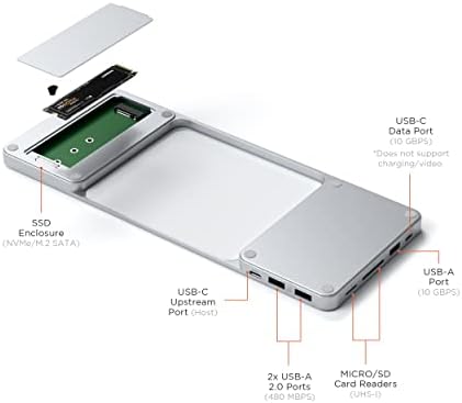 Satechi USB C סלים רציף במשך 24 iMac עם חינם כלי המתחם עבור M. 2 PCIe NVMe ו-SATA Ssd– USB C Data Port, USB