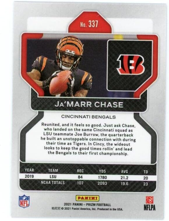 2021 PANINI PRIZM 337 JA'MARR CHASE RC RC טירון סינסינטי בנגלס NFL כרטיס מסחר בכדורגל