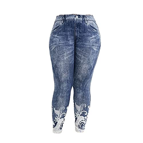 ז 'אן חותלות לנשים ג' ינס הדפסת חלקה למתוח יוגה מכנסיים גבוהה מותן בטן בקרת ריצה אימון מכנסיים