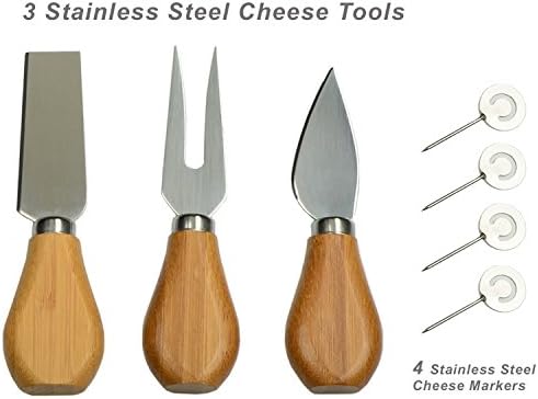 פיקניק ב- ASCOT בהתאמה אישית של מונוגרמה חריטה במבוק חותך לגבינה ומלטה של ​​גבינה - כולל סכינים, צלחת